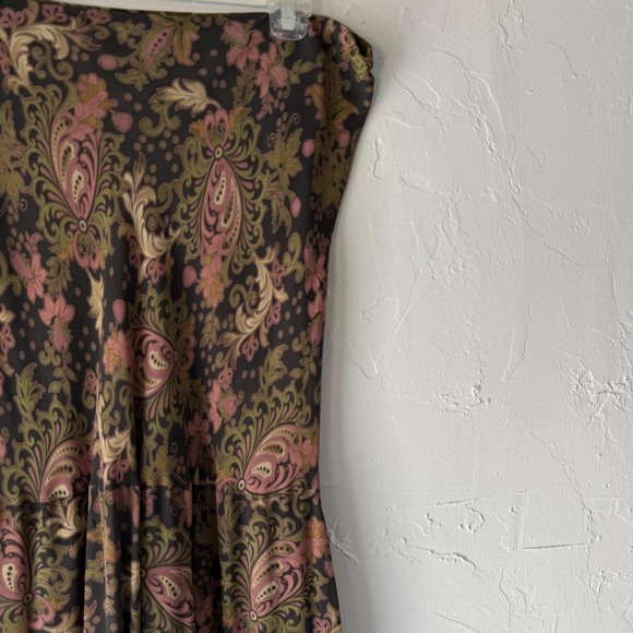 Reversible Boho Skirt‎ Womens XL Brown Green Pink Paisley Asymmetrical Hem - Picture 2 of 7